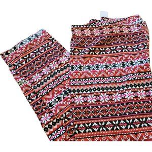Holiday Leggings Red Pink and Black Snowflake Juniors Size XL (15/17) JJ3209